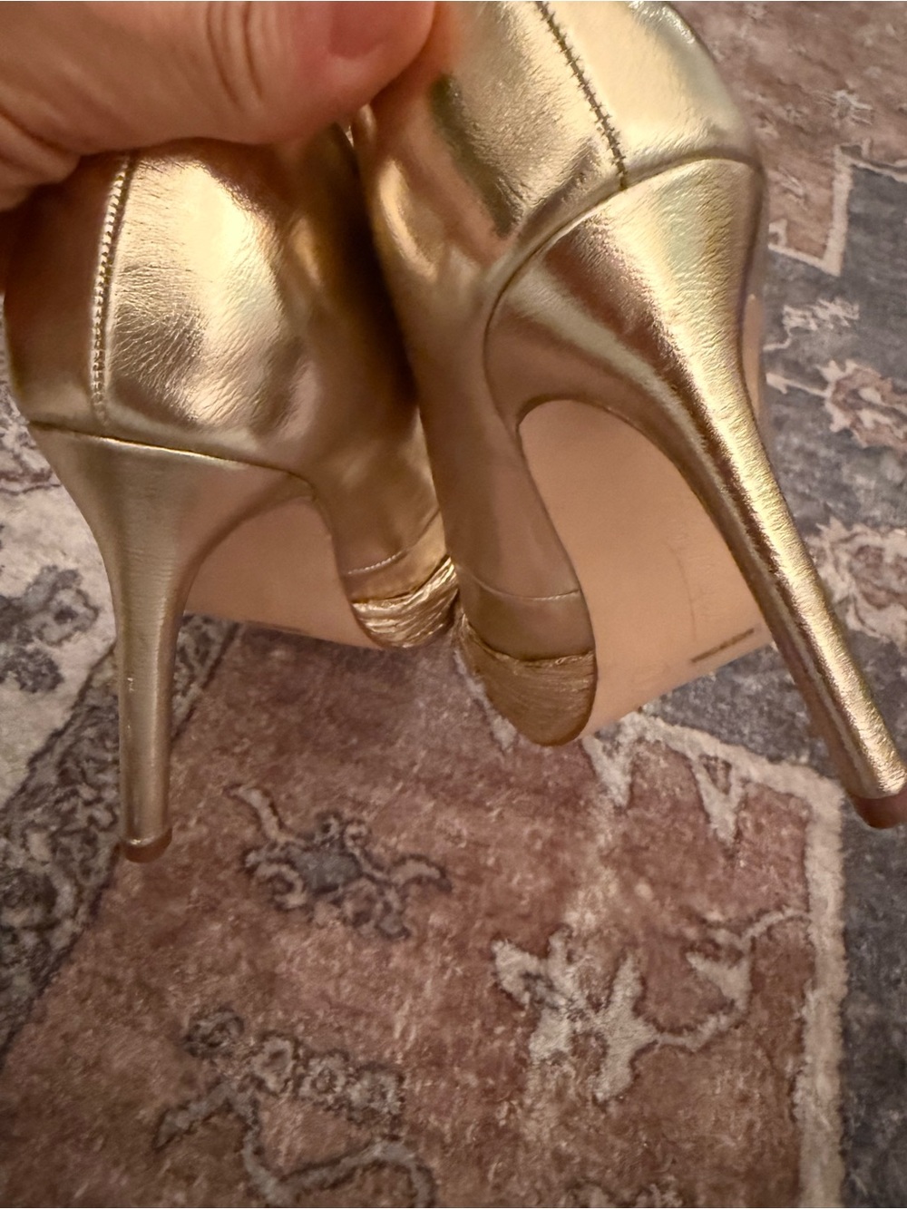 Anne Michelle Bow Gold Pointy Heels Size 8 View 5